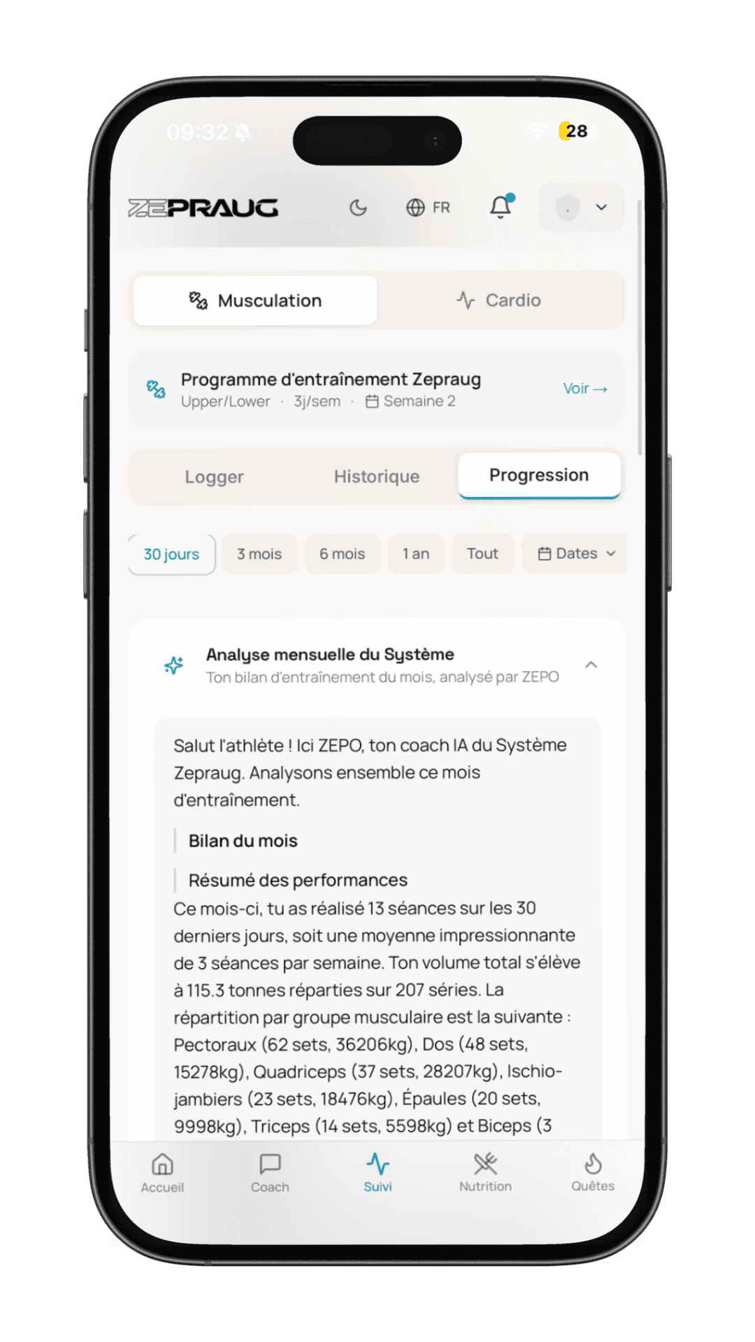 Coach IA + analyse mensuelle